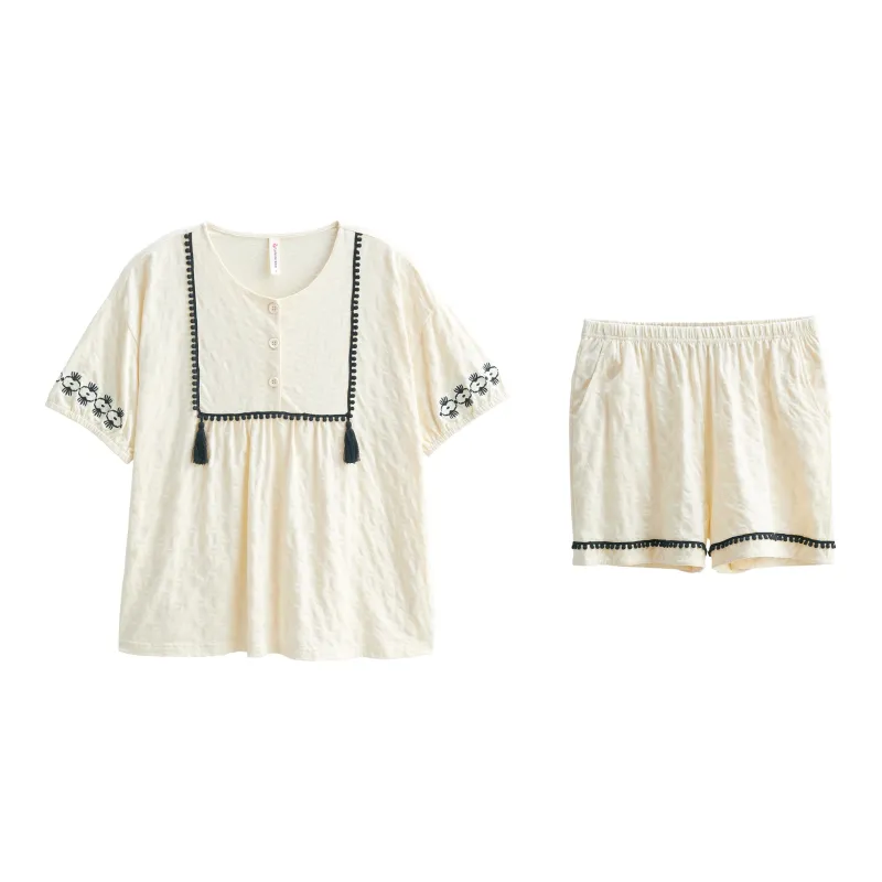 XUANZHITING Pajama Set Women's Light Apricot-0