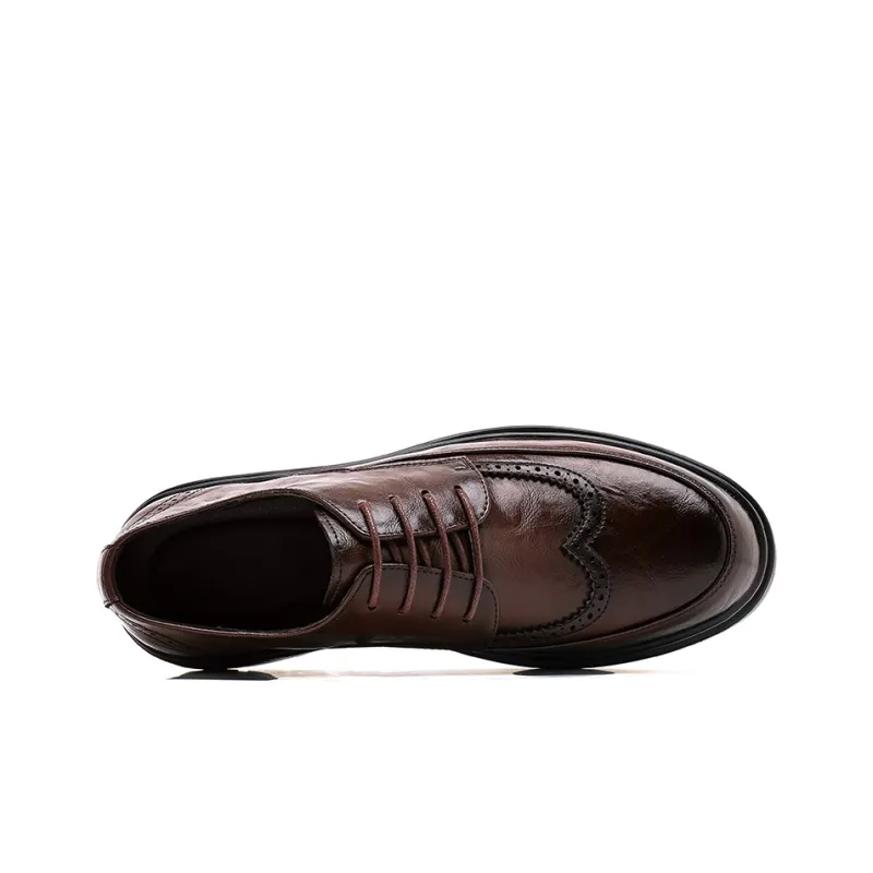 Beidouniao Men's Casual Shoes Men Low Top Black/Dark Brown-18