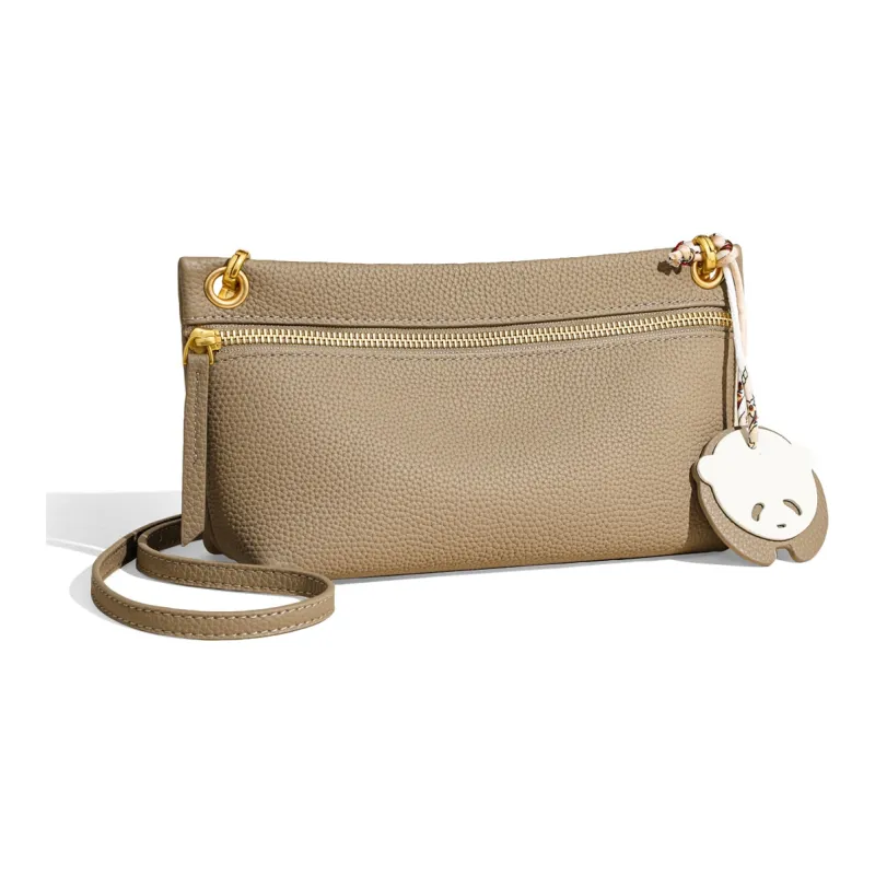 COMELY Cow Leather Bonded Synthetic Leather Shoulder Bag Crossbody Bag Small Size Women's Gray/Black-2