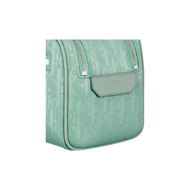DIOR Recycled Nylon Handheld Toiletry Bag Men's Light Green-4