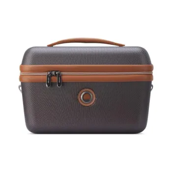 DELSEY Polycarbonate Vegan Leather Makeup Case Unisex Brown