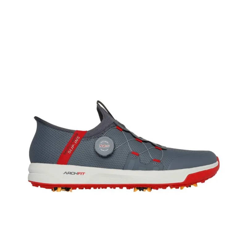 Skechers Slip Ins Anti Slip Wear Resistant Low Top Golf Shoes Men's Gray Red-1