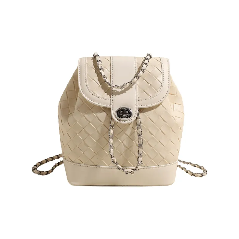 NATTY Chanel Inspired Bucket Bag, Backpack Small Size Women's Silver/Black/Blue/Beige-18