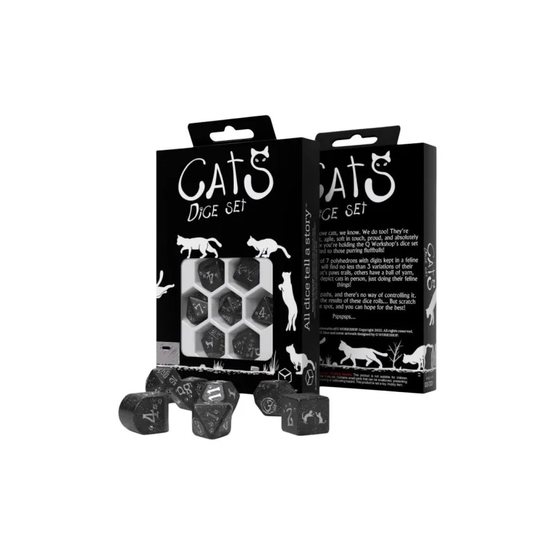 Q WORKSHOP CATS Modern Dice Set Waffle Board Games-0