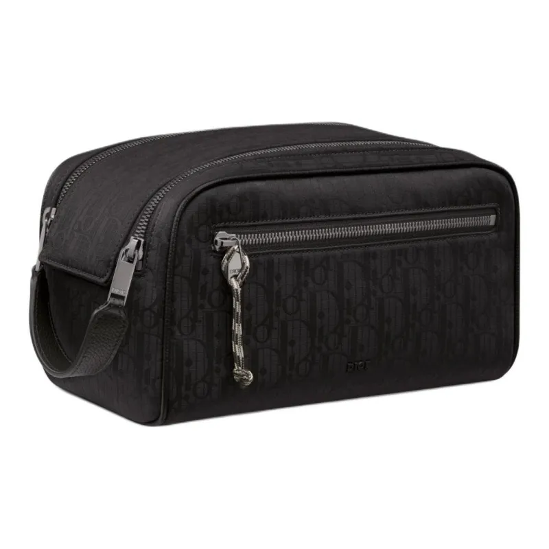 DIOR Recycled Nylon Handheld Toiletry Bag Men's Black-1