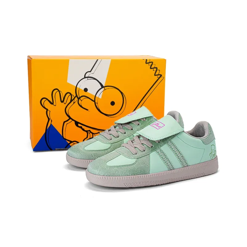 The Simpsons Skateboard Shoes Unisex Low Top Beige Apricot/Lotus Leaf Green/Silver Gray-6
