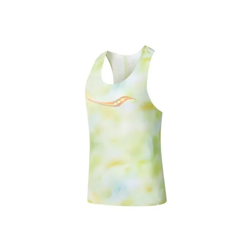 Saucony Sleeveless Sports Shirts Women's Yellow Green Gradient Color Set