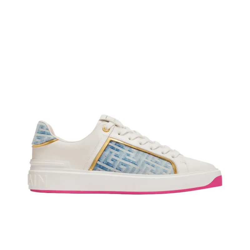 BALMAIN B Court Panelled Leather Sneakers Women's-1