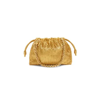 LOEWE Flamenco Calfskin Portable One Shoulder Clutch Women's Gold
