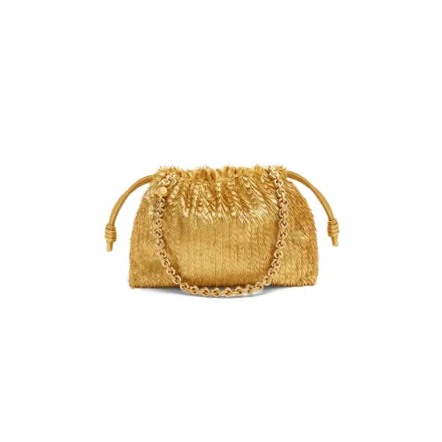 LOEWE Flamenco Calfskin Portable One Shoulder Clutch Women's Gold