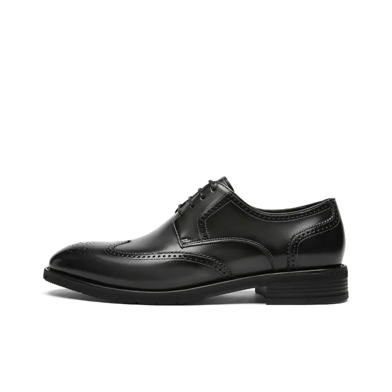 GOLDLION Dress Shoes Men Low Top Light Brown/Black Gray-5