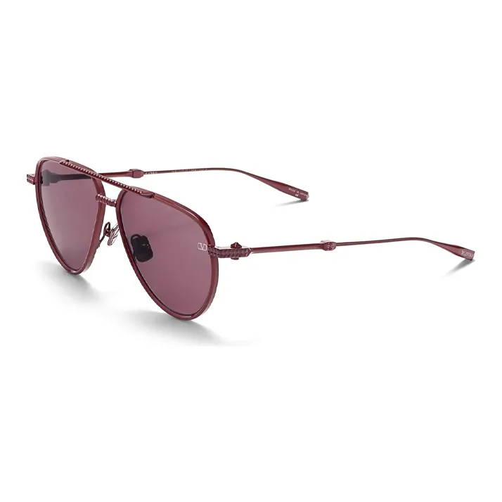 Valentino Titanium Aviator Sunglasses Women's Red-0