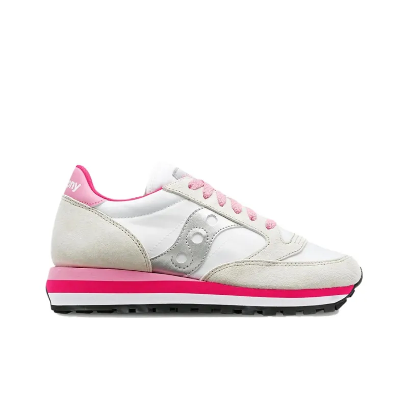 Saucony Jazz Triple Anti-Slip Wear-Resistant Low-Top Casual Shoes Women's White Gray Pink-1