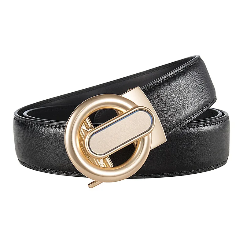 Lanza Designed Trendy Automatic Buckle Luxury Business Watch Leather Belts Men's Width 3.5cm-8