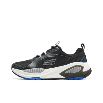 Skechers Cushioning Breathable Rebound Low Top Casual Running Shoes Men's Black Blue
