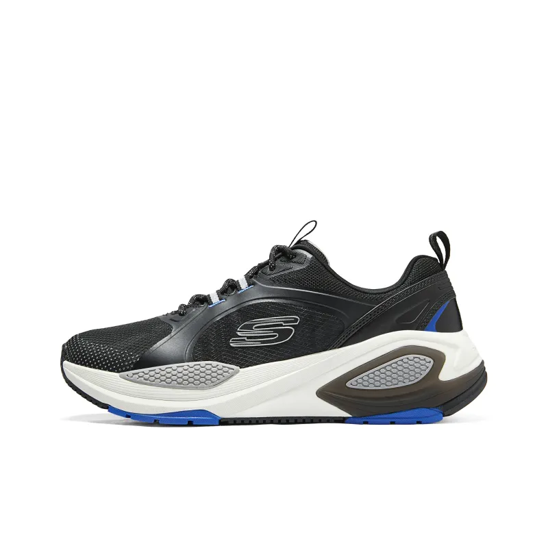 Skechers Cushioning Breathable Rebound Low Top Casual Running Shoes Men's Black Blue-0