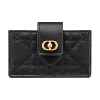 DIOR Lambskin Card Holder Women's Black