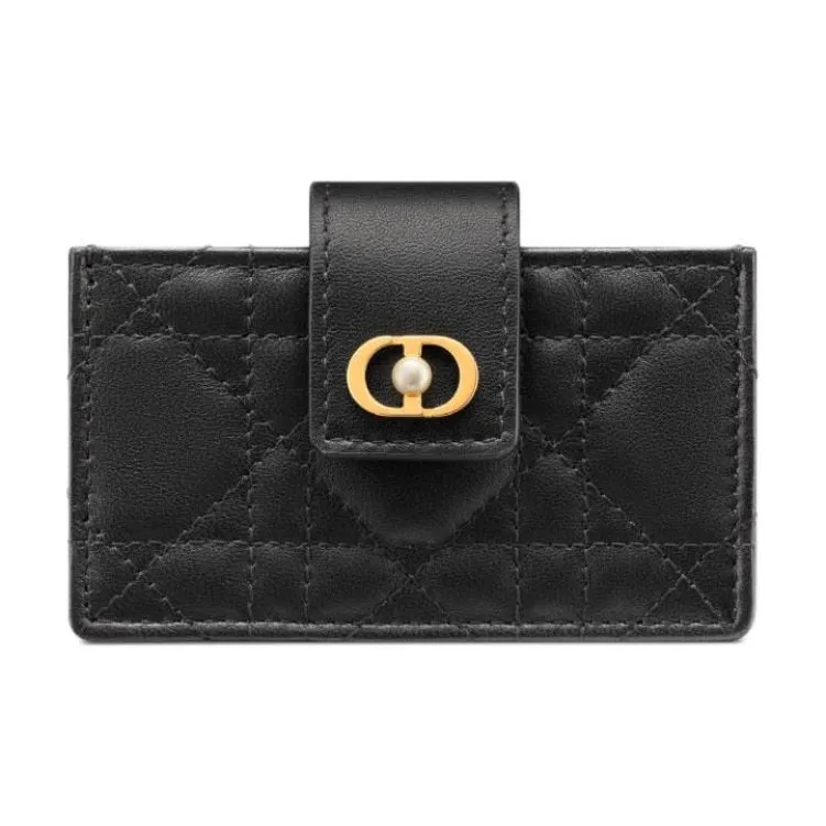 DIOR Lambskin Card Holder Women's Black-0