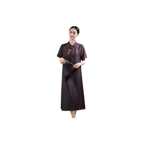 Hang Yi Court Short-Sleeved Dresses Women's Red