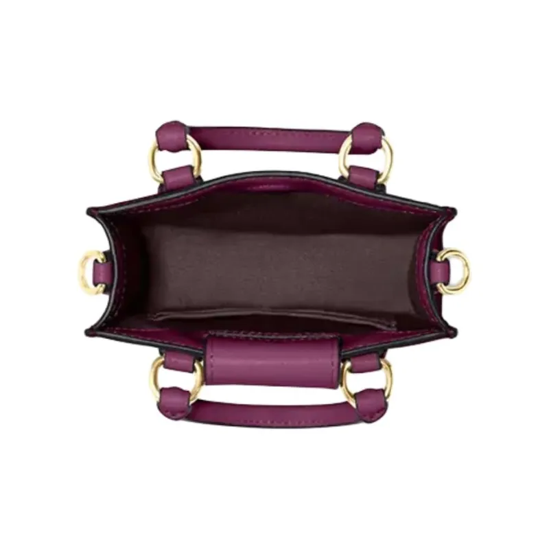 COACH N/S Coated Canvas With Smooth Leather Tote Bag, Shopping Bag, Crossbody Bag, Handbag Mini Women's Purple-2