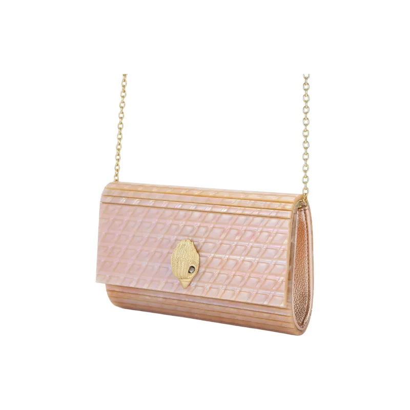 Kurt Geiger London Plexiglass Panel One Shoulder Crossbody Clutches Women's Light Beige-1