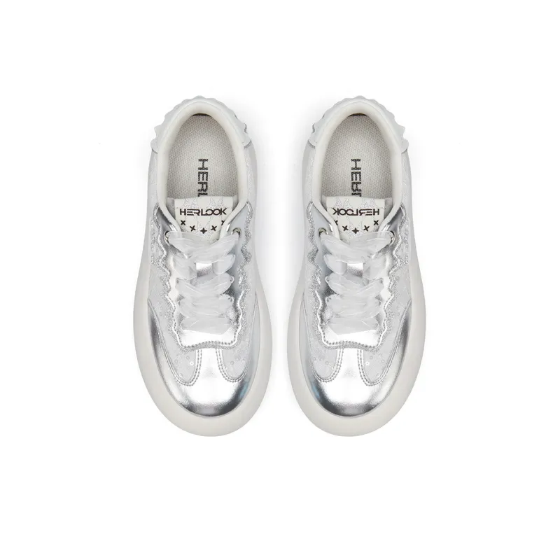 HERLOOK Fusion Collection German Army Trainers Low Top Skateboard Shoes Women's Silver-1