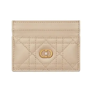 DIOR Lambskin Card Holder Women's Pink Beige