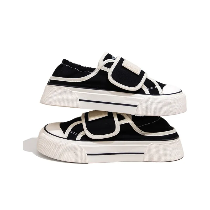 Feiyue Slip Resistant, Abrasion Resistant, Breathable, Lightweight Low Top Platform Canvas Shoes Women's Black Rice-3