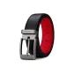 Silver-Tone Buckle Black Outer Red Inner Strap