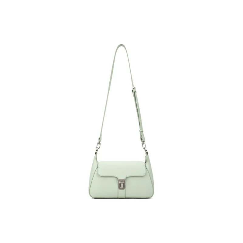 FERIA Cow Split Leather Envelope Shoulder Bag Women's Green-3