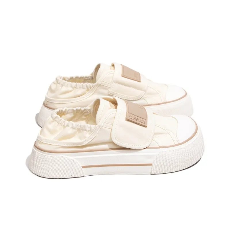 Feiyue Comfortable Reversible Style Non slip Lightweight Low Top Platform Canvas Shoes Women's Beige Brown-1