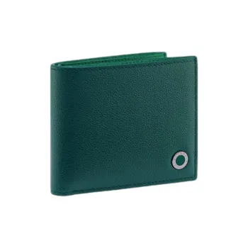 BVLGARI Textured Calfskin Wallet Small Size Men's Green