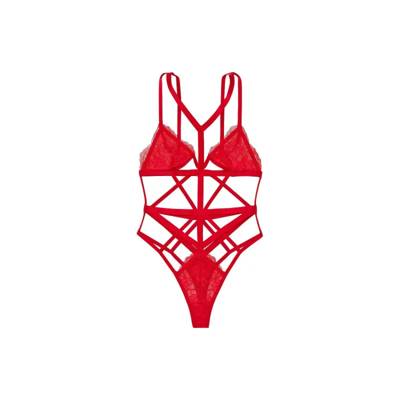 Victoria's Secret FOR LOVE & LEMONS Robin Teddy / LIPSTICK Bodysuits Women's Red-0