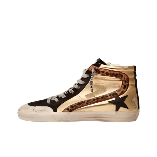 Golden Goose Slide Skateboard Shoes Women's High-Top Gold