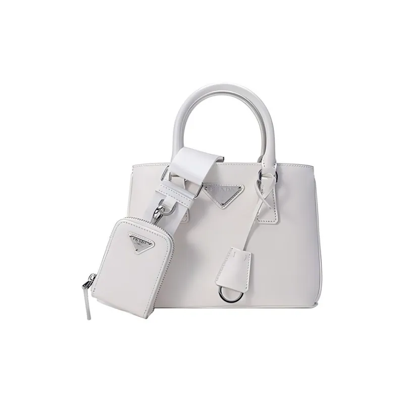 PRADA Leather Portable Crossbody Bag Shoulder Bag Mini Women's White-0