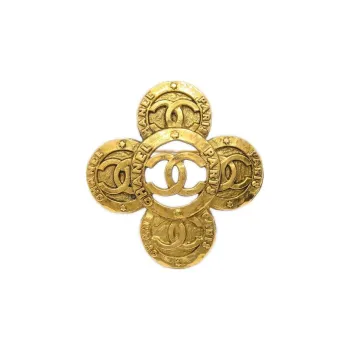 CHANEL 1993 Cc Logo embossed Brooch