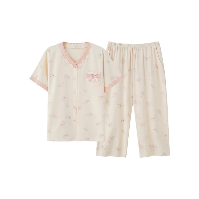 Mulong Family Pajama Set Summer Women's Apricot-0