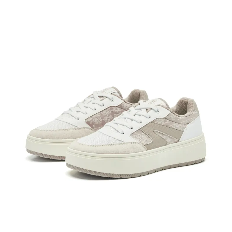 QIAODAN Moon White 1.0 Skateboard Shoes Women's Low Top Ivory Smoke Gray-2