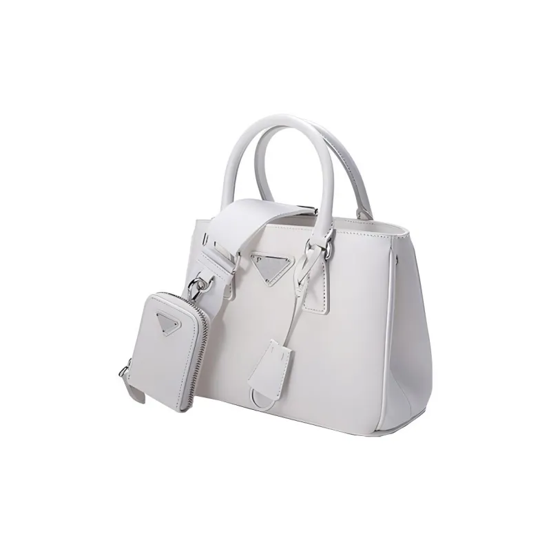 PRADA Leather Portable Crossbody Bag Shoulder Bag Mini Women's White-1