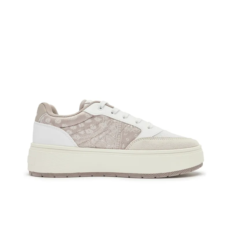 QIAODAN Moon White 1.0 Skateboard Shoes Women's Low Top Ivory Smoke Gray-1