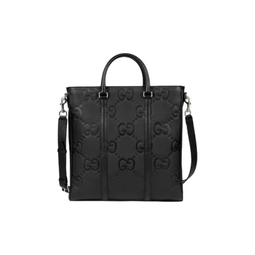 GUCCI Leather One Shoulder Crossbody Briefcase Handbag Medium Size Men's Black