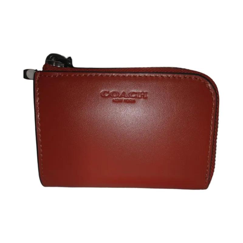 COACH Card Case Premium Calfskin Card Holder Wallet Unisex Orange-3