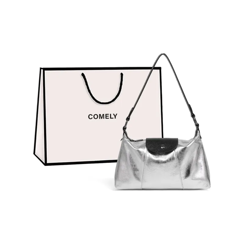 COMELY Sheepskin Patchwork Leather Shoulder Bag, Handbag, Shoulder Bag Women's Silver/White-0