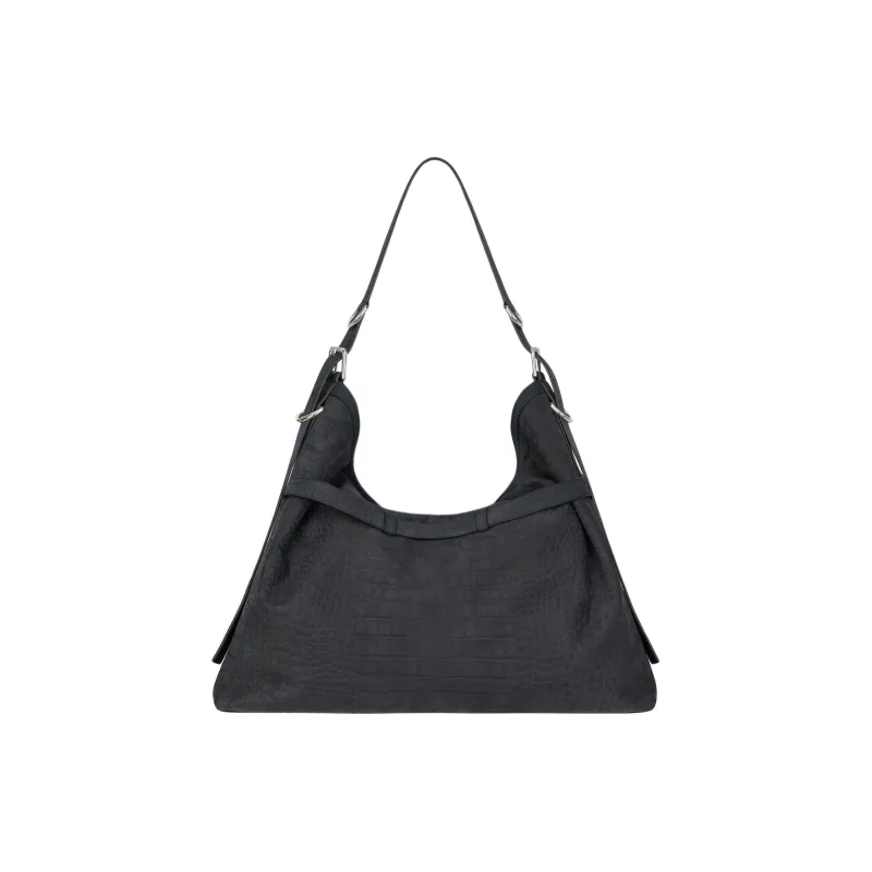 GIVENCHY Voyou Suede Leather Handbag, Shoulder Bag, Crossbody Bag Large Size Men's Black-2