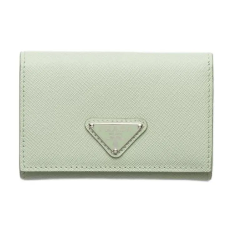 PRADA Leather Card Holder Women's Light Green-0
