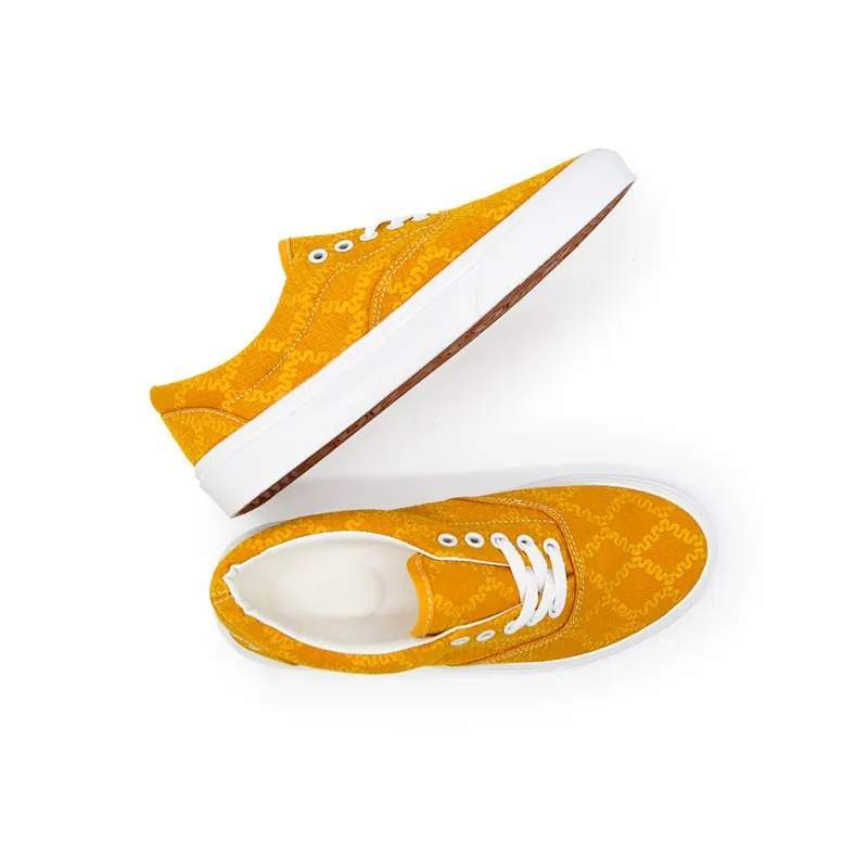 I'm Shopping Dunhuang Embroidery Anti Slip Wear Resistant Breathable Lightweight Low Top Canvas Shoes Unisex Yellow-5