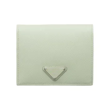 PRADA Cow Leather Wallet Women's Light Green