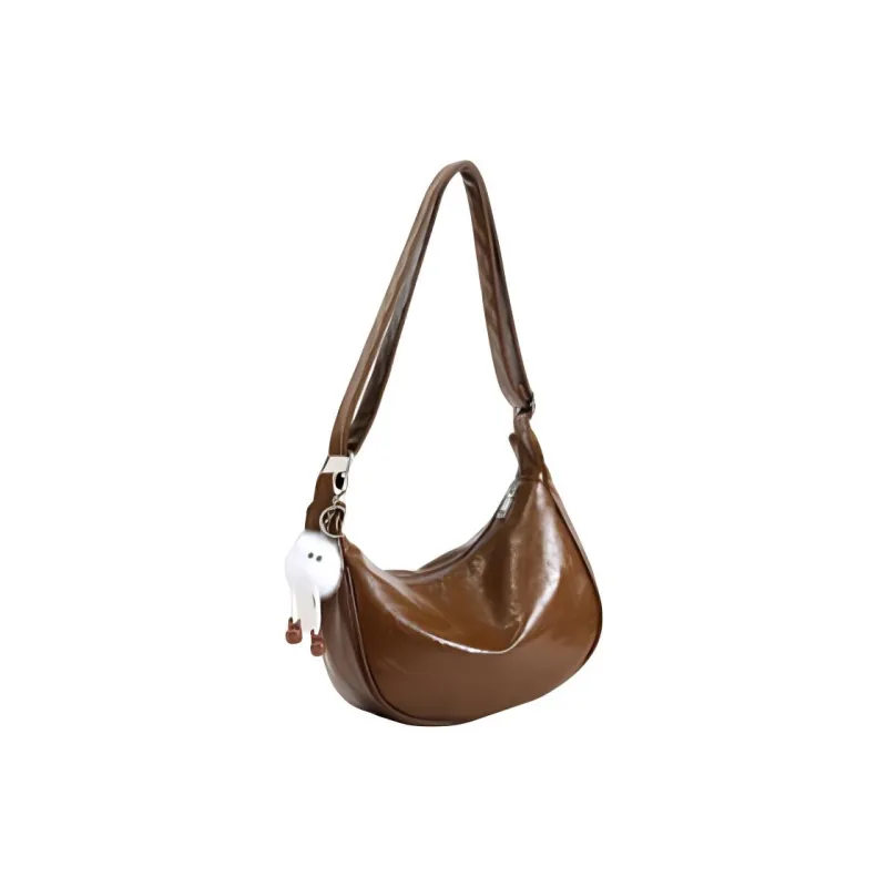 BRINCH PU Shoulder Bag Regular Women's Black/Ecru/Brown-6