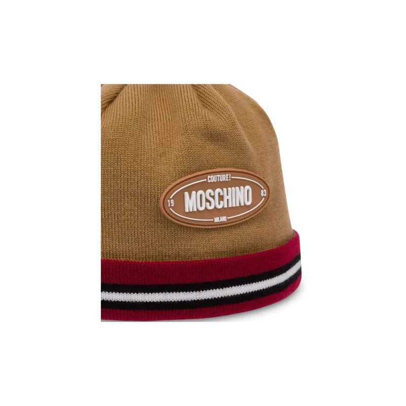 MOSCHINO Logo appliqué Virgin Wool Beanie-2