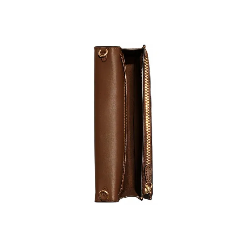 COACH Canvas With Leather Card Holder, Clutch, Shoulder Bag, Crossbody Bag Trumpets Women's Brown-2